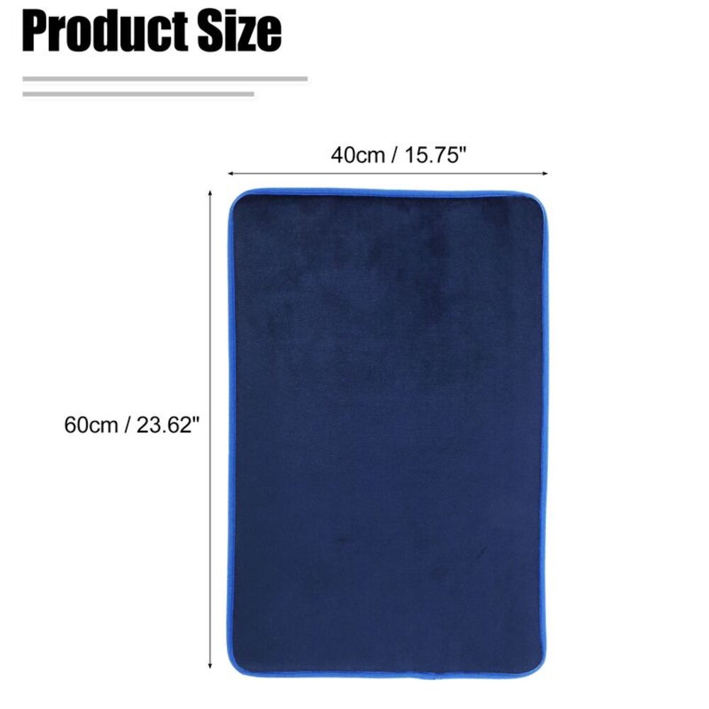 Solid Color Pattern Bathroom Rugs, Polyester Bath Mat Navy Blue - Picture 4 of 6